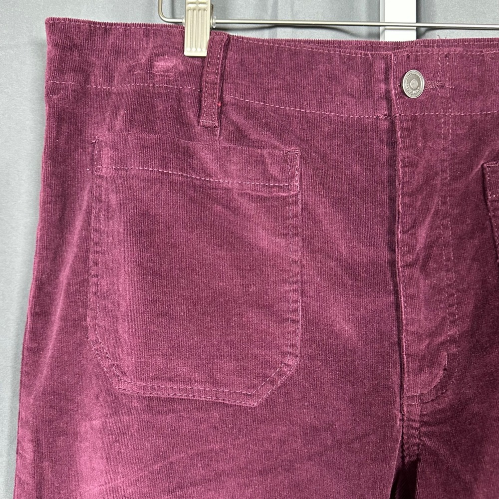 NWT Code Bleu Stretch Corduroy High Waist Wide Leg Crop Pants 16 Burgundy Maroon - Picture 2 of 9